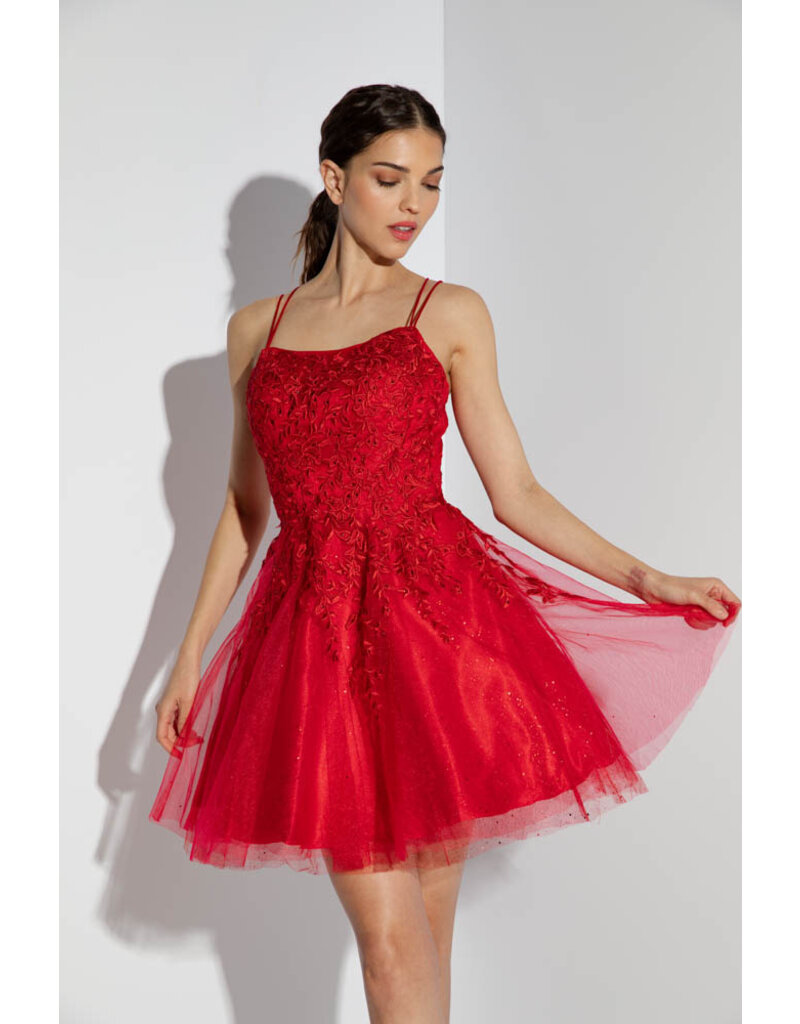 Eureka Lace bodice a-line tulle short gown 9727