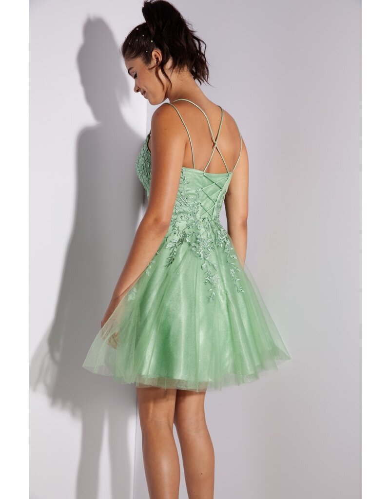 Eureka Lace bodice a-line tulle short gown 9727