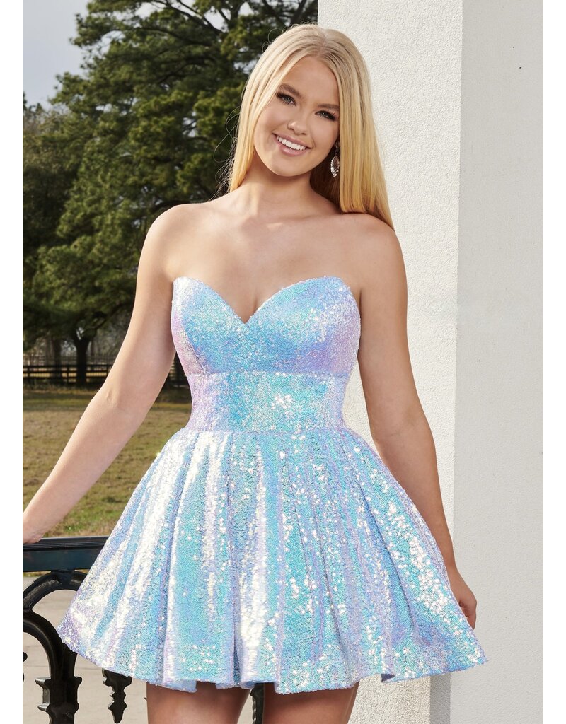 Strapless natural waist short ballgown 40195