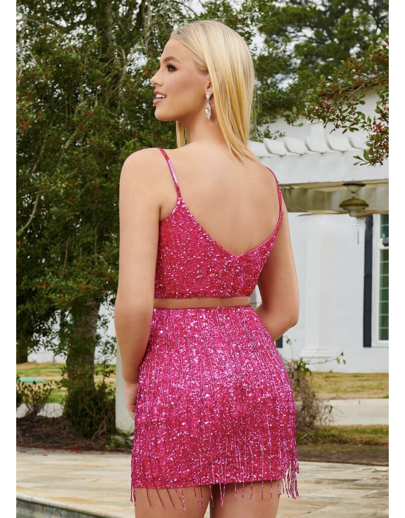2 piece beaded fringe skirt gown 40199