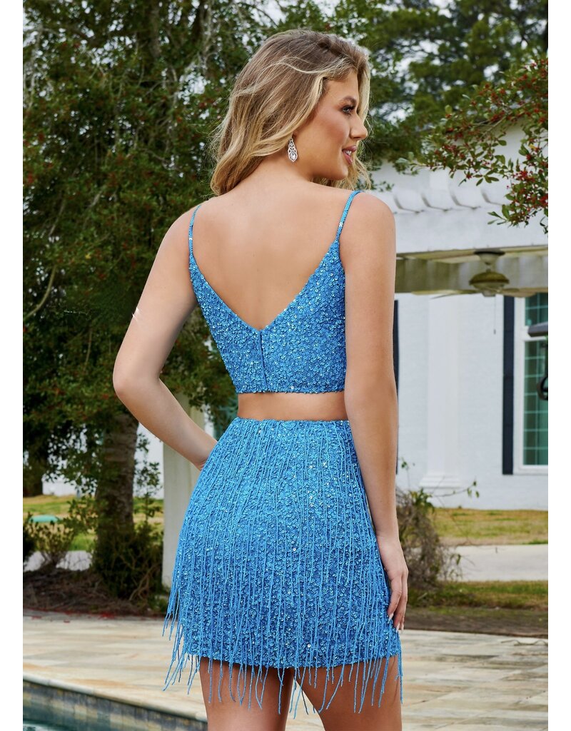 2 piece beaded fringe skirt gown 40199