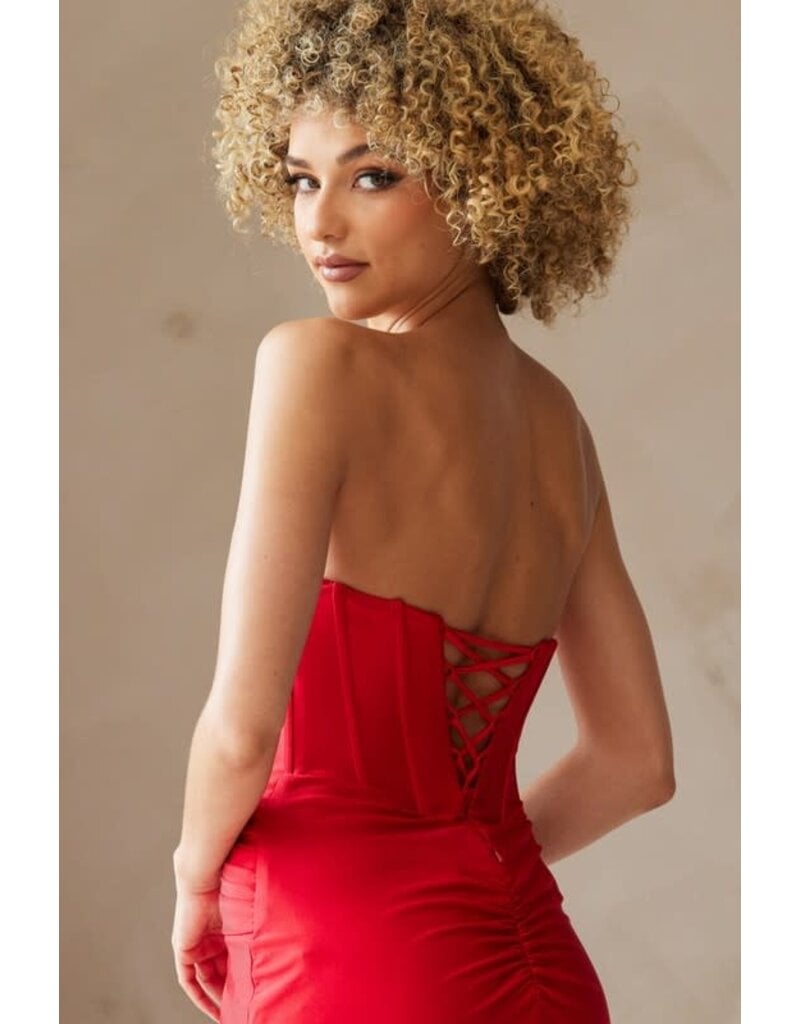 AMELIA COUTURE TWIST WRAP CORSET TOP, BODYCON SHORT AG0114S