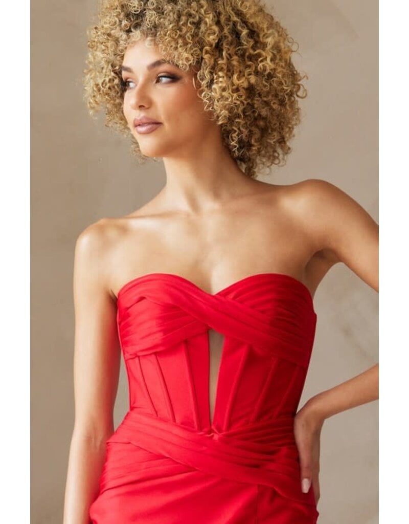 AMELIA COUTURE TWIST WRAP CORSET TOP, BODYCON SHORT AG0114S