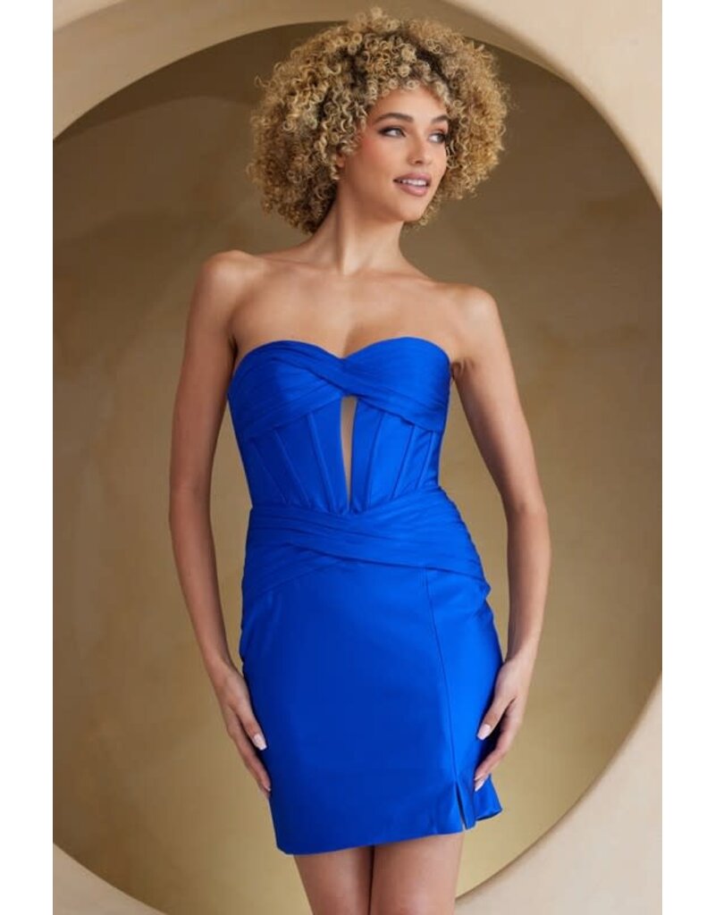 AMELIA COUTURE TWIST WRAP CORSET TOP, BODYCON SHORT AG0114S