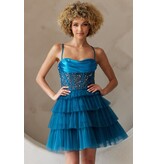 BABYFOX Spaghetti strap corset beaded bodice ruffle gown BZ9023