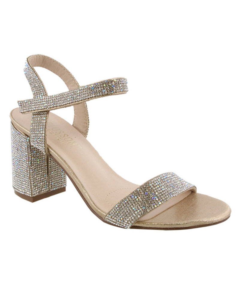 Full Rhinestone Ankle Strap 3.2" Block Heel ANNA-12