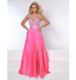 Metallic Lace Bodice Tank Gown w/ Leg Slit 20228