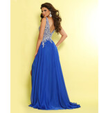 Metallic Lace Bodice Tank Gown w/ Leg Slit 20228