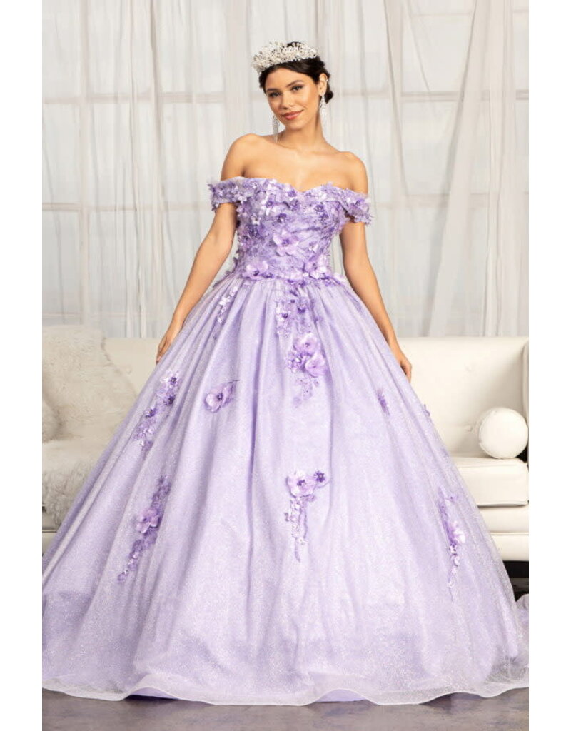 GLS Collective Off the shoulder 3D floral glitter ballgown 1971