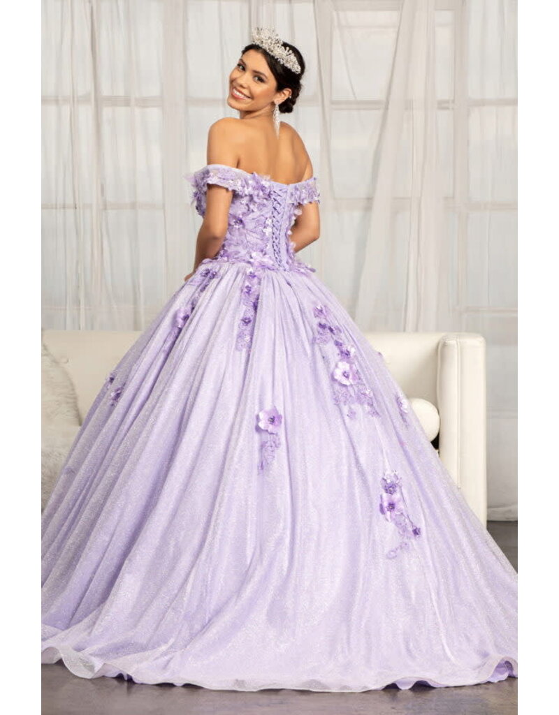 GLS Collective Off the shoulder 3D floral glitter ballgown 1971