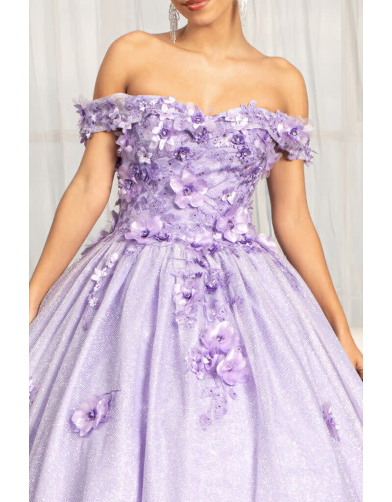 GLS Collective Off the shoulder 3D floral glitter ballgown 1971
