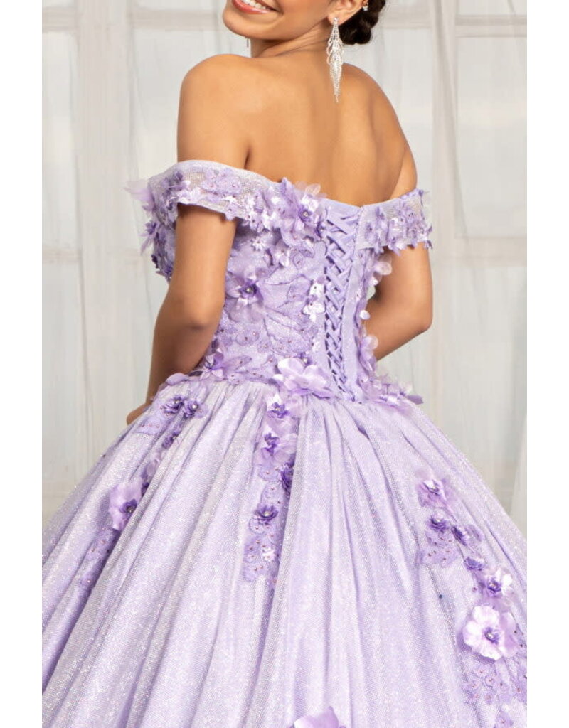 GLS Collective Off the shoulder 3D floral glitter ballgown 1971