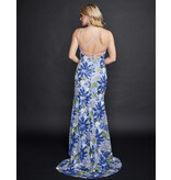 SEQUIN FLORAL GOWN W/ LEG SLIT 3225
