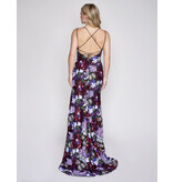 SEQUIN FLORAL GOWN W/ LEG SLIT 3225