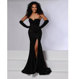 Strapless shimmer jersey rouched fitted gown w/gloves 24736