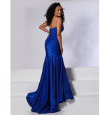 Strapless shimmer jersey rouched fitted gown w/gloves 24736