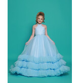 2Cute Princess High neck beaded bodice ruffle tulle ballgown G1291