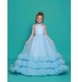 2Cute Princess High neck beaded bodice ruffle tulle ballgown G1291