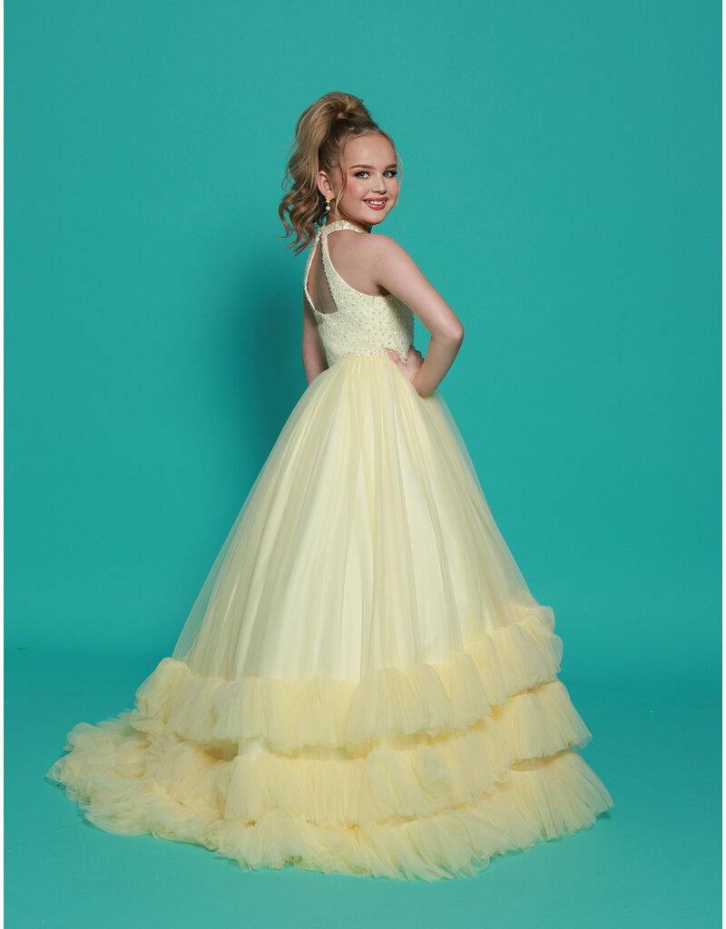 2Cute Princess High neck beaded bodice ruffle tulle ballgown G1291