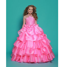 2Cute Princess Beaded High neck ruffle organza ballgown G1299