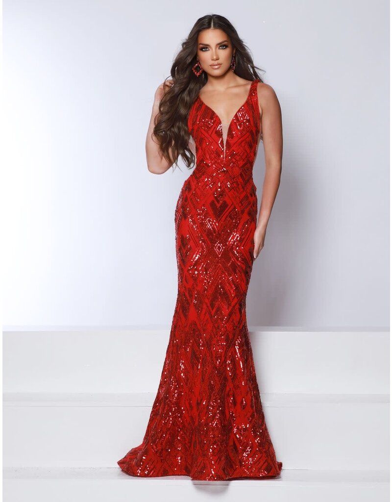 Tank v-neck sequin fitted mermaid gown 24373