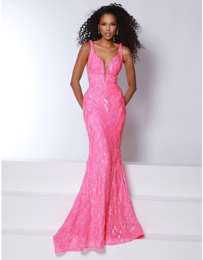 Tank v-neck sequin fitted mermaid gown 24373