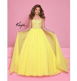 Sugar Kayne Beaded spaghetti strap bodice chiffon ballgown C368