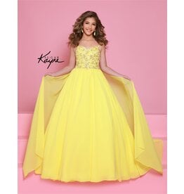 Sugar Kayne Beaded spaghetti strap bodice chiffon ballgown C368