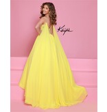 Sugar Kayne Beaded spaghetti strap bodice chiffon ballgown C368