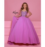Sugar Kayne Beaded spaghetti strap bodice chiffon ballgown C368