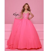 Sugar Kayne Beaded spaghetti strap bodice chiffon ballgown C368