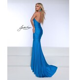Beaded halter fit and flare w/leg slit 3005