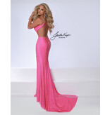 Beaded one shoulder fitted gown w/ side cut outs 3000
