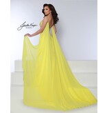 Beaded spaghetti strap bodice chiffon a-line gown 3048
