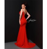 Beaded stretch net fitted gown 3080