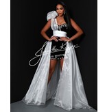 One shoulder organza waist cape OVERSKIRT2