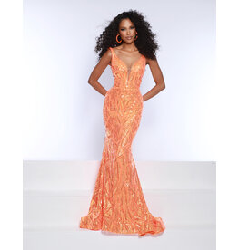 Sequin tank v-neck fit and flare gown 25352