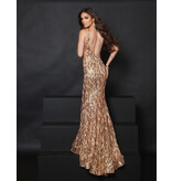 Sequin tank v-neck fit and flare gown 25352