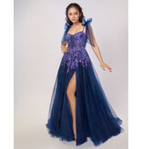 Spaghetti strap beaded lace bodice tulle a-line gown 3269