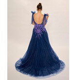 Spaghetti strap beaded lace bodice tulle a-line gown 3269