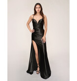 Spaghetti strap rouched fitted lace up back gown 4426