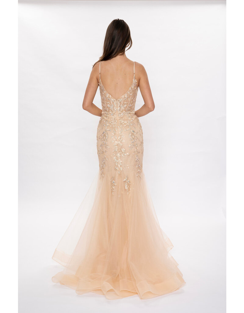Sequin, lace tulle mermaid gown 7602
