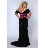Fitted sequin corset lace off the shoulder bodice gown 2511