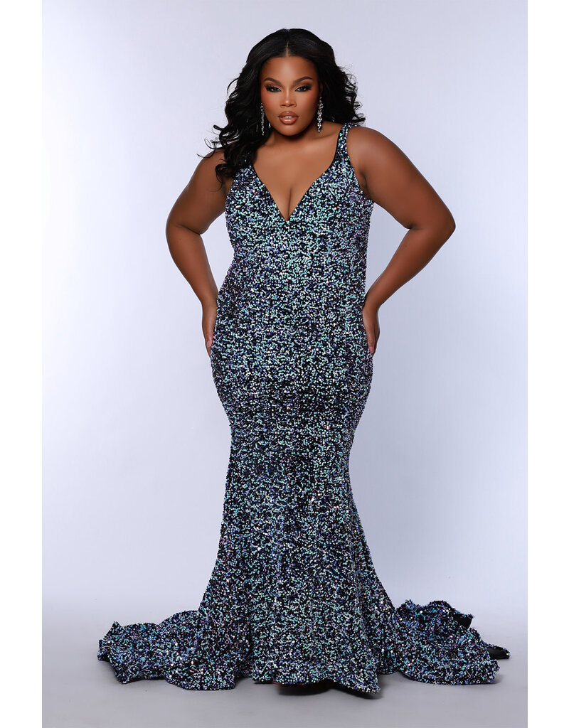 Sequin tank v-neck mermaid gown JK2308