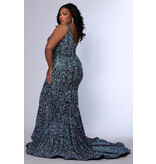 Sequin tank v-neck mermaid gown JK2308