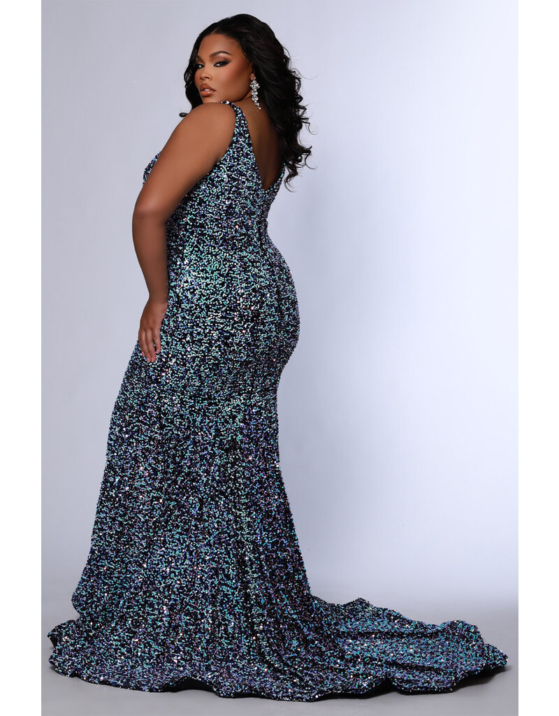 Sequin tank v-neck mermaid gown JK2308