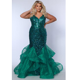 Spaghetti strap corset bodice sequin ruffle mermaid JK2516