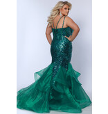 Spaghetti strap corset bodice sequin ruffle mermaid JK2516
