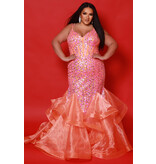 Spaghetti strap corset bodice sequin ruffle mermaid JK2516