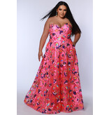 Strapless sequin a-line gown w/pockets JK2508